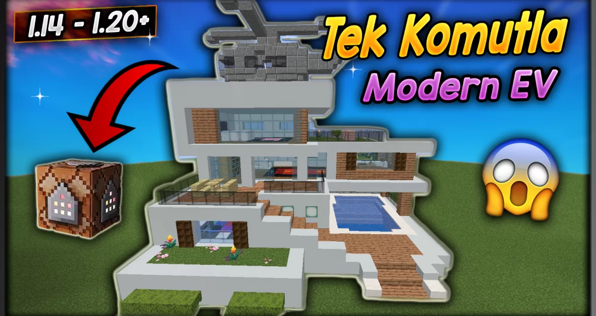 tek komutla modern ev yapımı minecraft